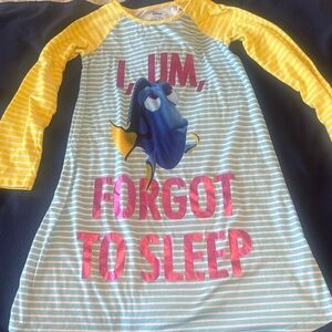 Disney Finding Dory Yellow, Blue & Pink Striped Kids Nightgown